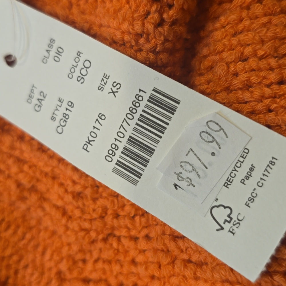 J.Crew Retail Marina sweater in textured cotton blend $118 Sunfire Coral XS - Picture 6 of 10